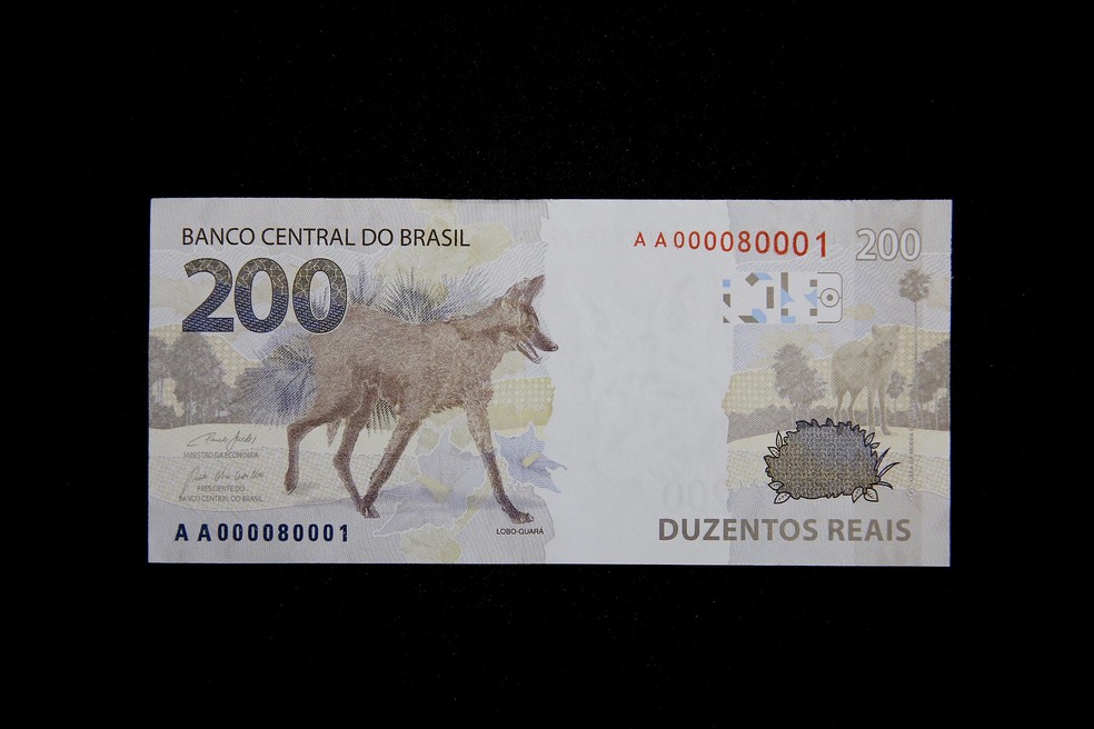 verso da nova nota de 200 reais - lobo-guará estampado